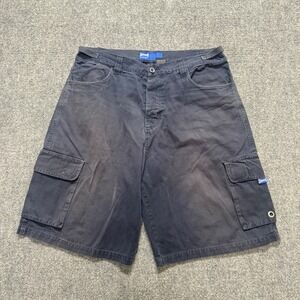Earth Cargo Shorts Men's 34 Light Wash 100% Cotton Stained Dark Blue Y2K baggy